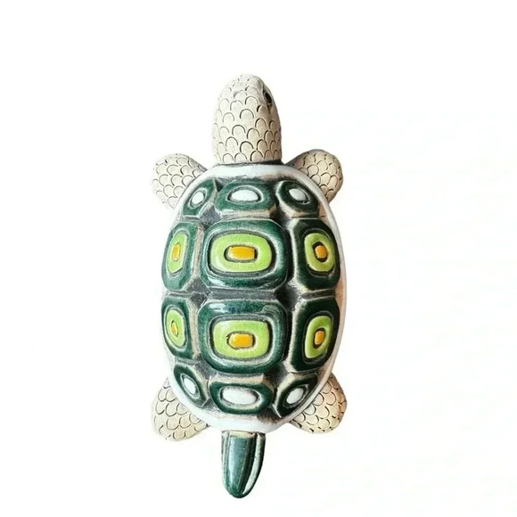 Vintage Artesania Rinconada Uruguay Green Turtle Art Pottery Figurine Signed - Picture 11 of 11